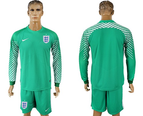 England Blank Green Long Sleeves Goalkeeper Soccer Country Jersey